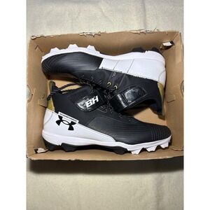 Under Armour Mens Hammer Mid RM Football Cleats Black White 3025586-001 Size 14